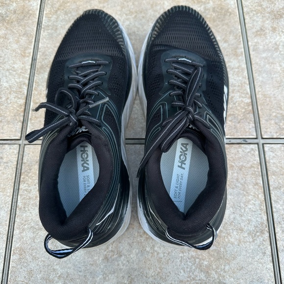 Hoka One One Bondi 7 Running Sneakers Shoes Black White Women's - Picture 5 of 11